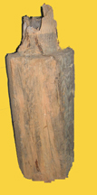 A wooden artifact discovered during construction